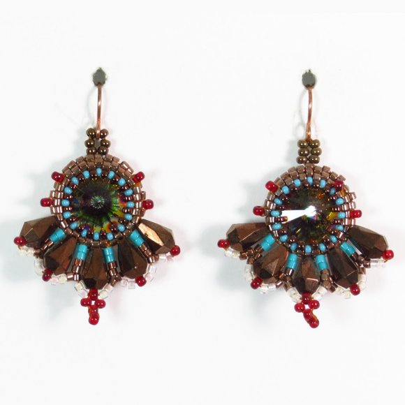 Southwestern Swarovski crystal fan earrings - Picture 3 of 4